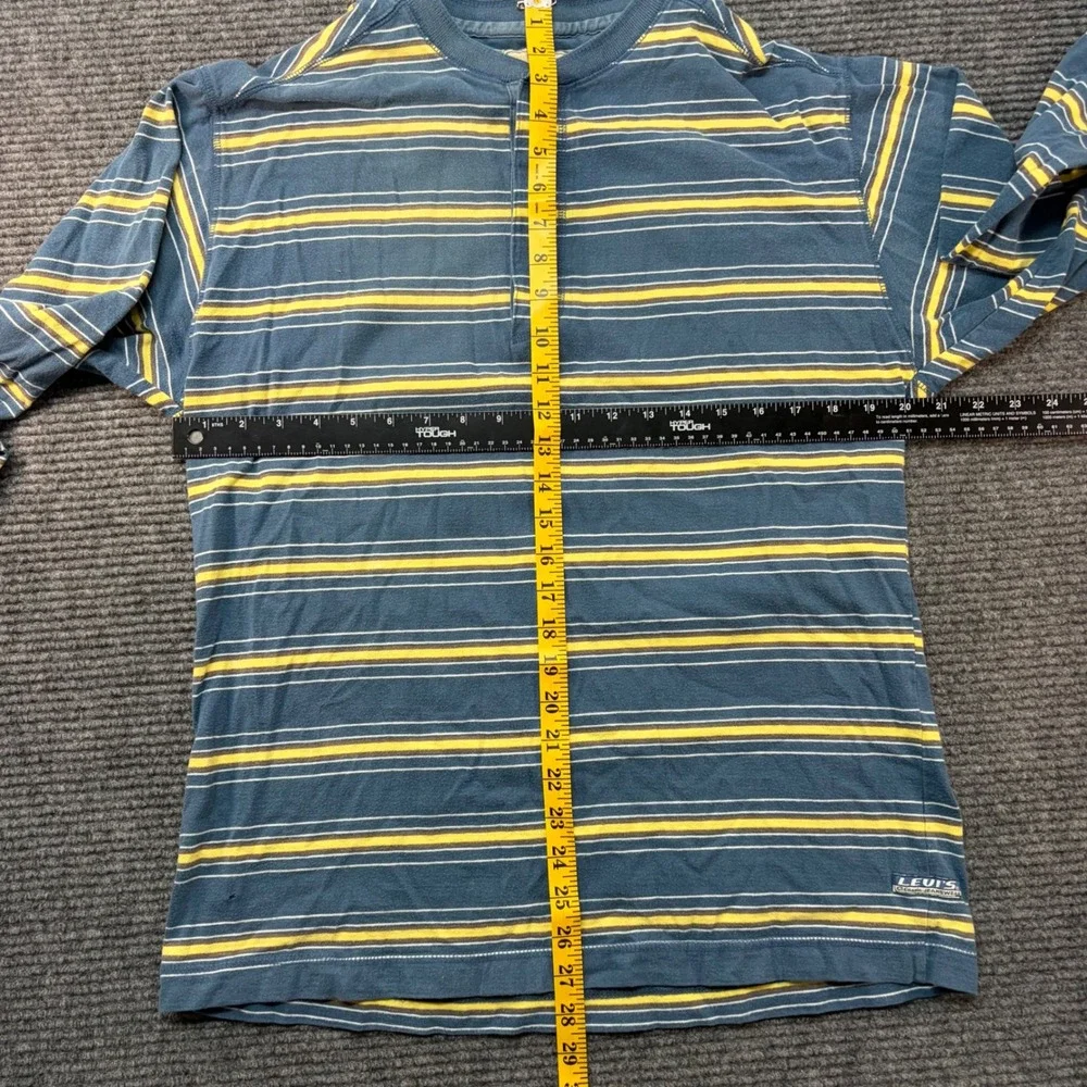 Vintage Levis Classic Jeanswear Mens Blue Striped Long Sleeve Henley Shirt M